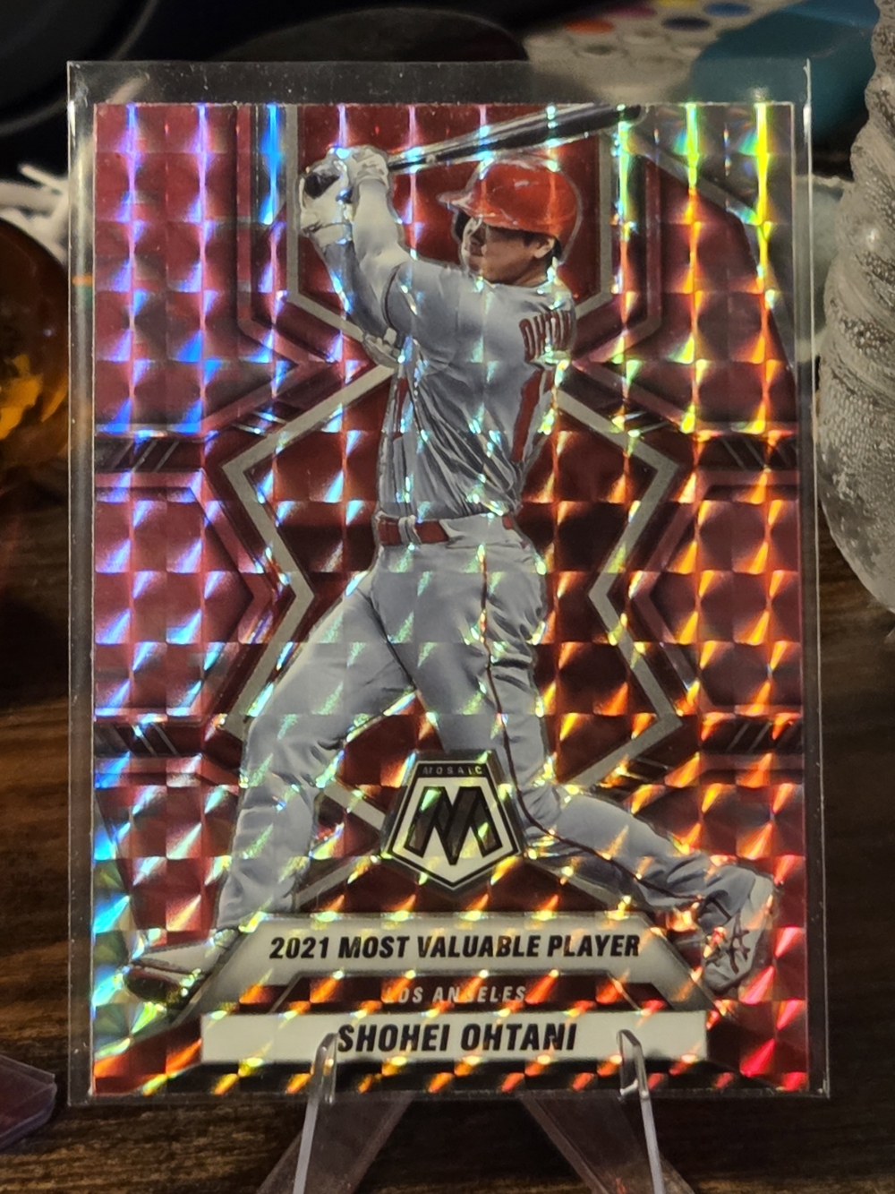 2022 Panini Mosaic Baseball Shohei Ohtani Pink Camo Prizm parallel.